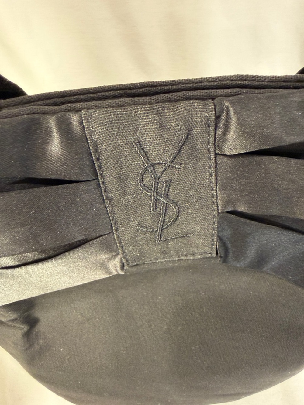 YSL Yves Saint Laurent Black Bow Tote Bag Canvas Minimalist Logo Handbag - Picture 4 of 16